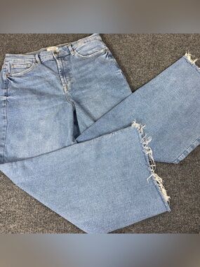 Kensie Jeans Women's The Kaya High-Rise Wide-Leg Crop Jeans AC2 Blue Size 10/30